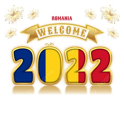 Año Nuevo 2022 Con Bandera De Rumania Elemento Dorado Aislado En