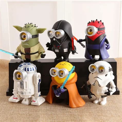 Minions Star Wars Figura Modelos Grupo Yoda Peones Blancos Negro Los