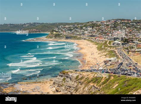 Aerial View Of Bar Beach Newcastle Nsw Australia Showing The Sandy