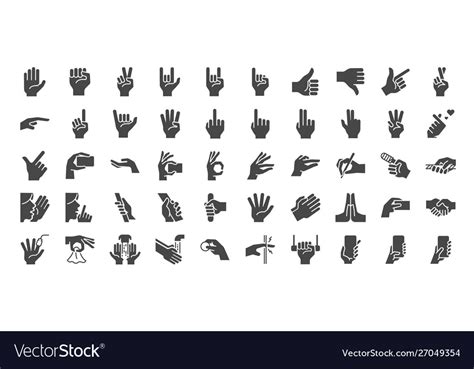 Hand Gestures Icon Set Royalty Free Vector Image