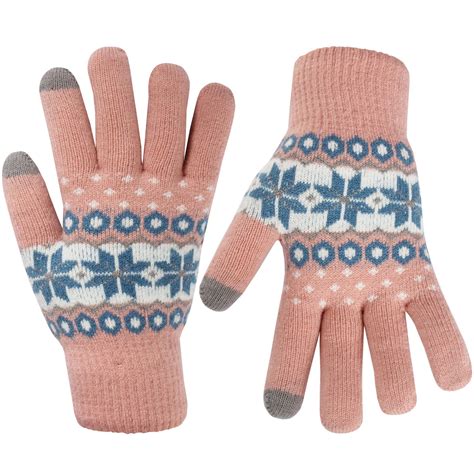 Ladies Fair Isle Itouch Gloves Womens Thermal Winter Warm Knitted