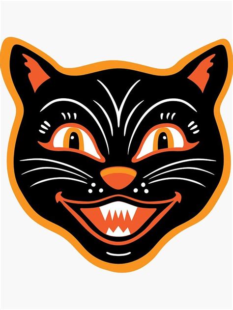 Halloween Vintage Black Cat Sticker By Jackrabbit Rituals In 2021