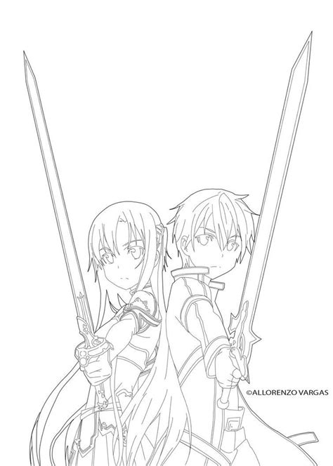 Sword Art Online Kirito X Asuna Line Art By Puuuusa On Deviantart Artofit