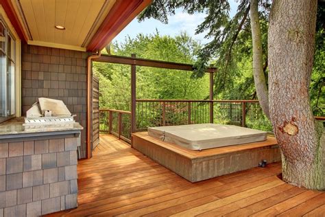 Decks With Hot Tubs Landscape Eclectic With Firepit Ipe Deck Outdoor