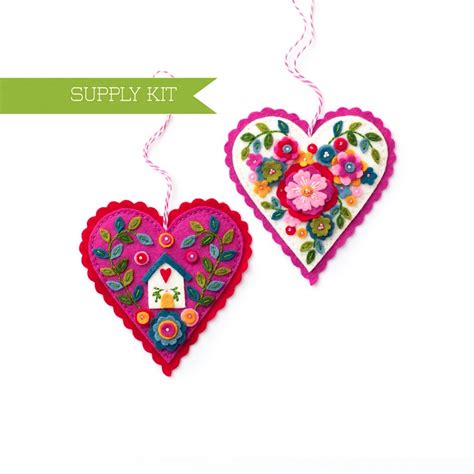 Heart Ornament Kit Diy Craft Kit Valentines Craft Etsy Ornament Kit