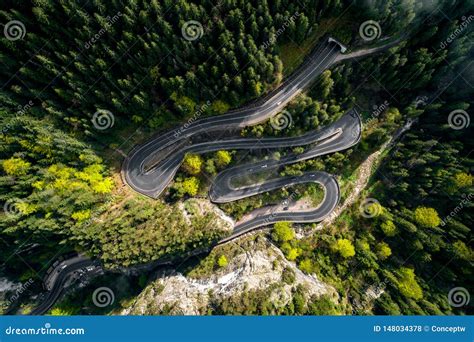 Mountain Road Aerial View Bicaz Pass Romania Stock Photo Image Of