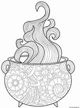 Coloring Cauldron Intricate Vapor Halloween Printable sketch template