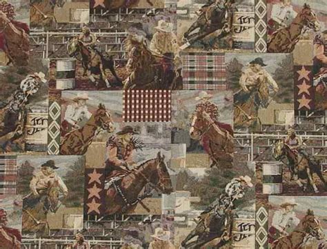 Cowboys And Horses Fabric Western Rodeo