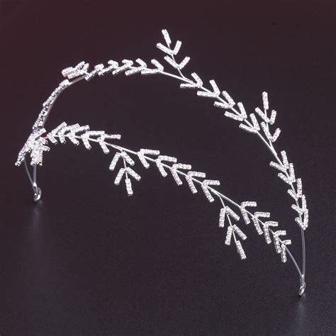 Silver Color Vintage Rhinestone Leaf Head Jewelry Crystal Bridal Hair