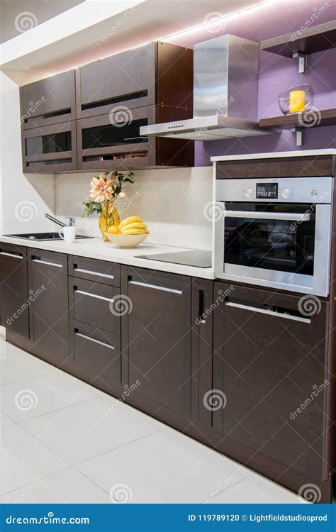 Cozy Modern Kitchen Interior Stock Photo Image Of Fryer Objects