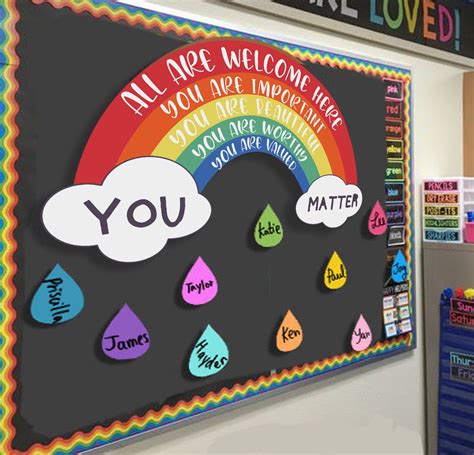 Digital File Classroom Decoration Printable Teacher Welcome Sign Rainbow Decor Positive