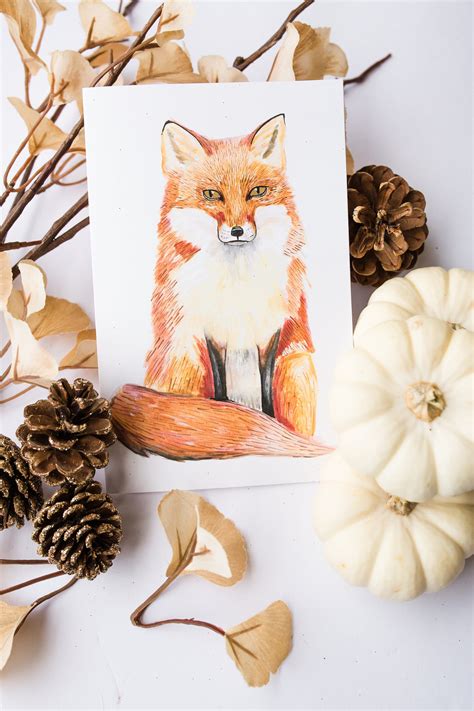 Fox Greeting Card Fox Card Woodland Animal Card Fox Art Print Etsy