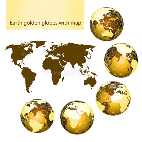 Globi Dorati Della Terra Con Il Programma Illustrazione Vettoriale