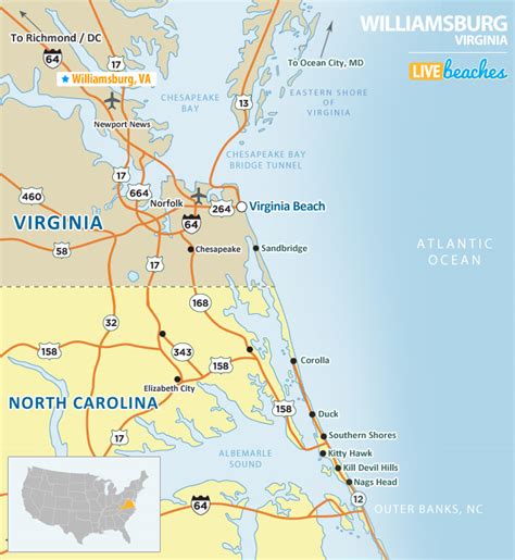 Map Of Williamsburg Virginia Live Beaches