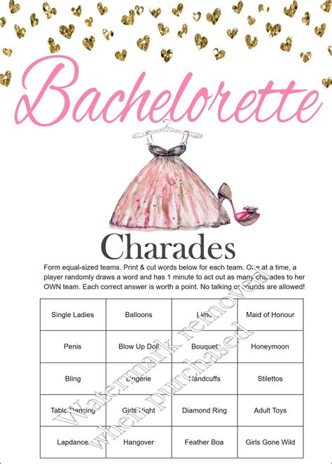 Bachelorette Party Charades Bachelorette Charades