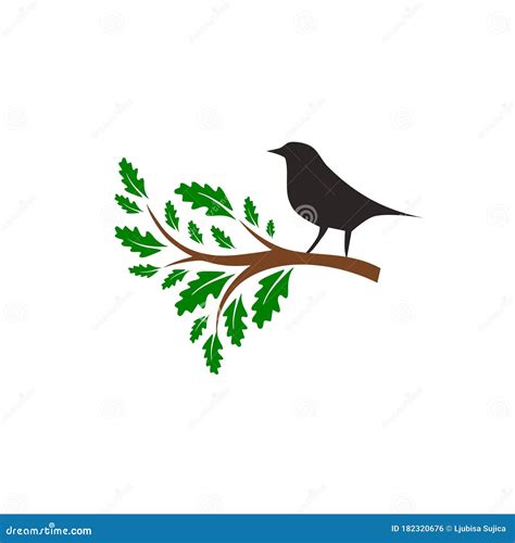Silhouette Little Bird Sitting On A Branch Icon Isolated On White