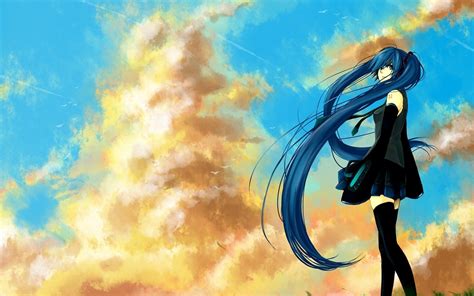 Beautiful Anime Girl Blue Hair Black Dress Hd Desktop Wallpaper Widescreen High Definition