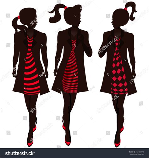 Silhouettes Red Dresses Stock Vector Royalty Free 192150143