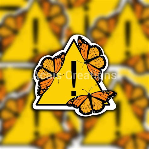 Butterflies The Warning Sign Sticker Etsy