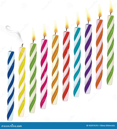 Set Of Birthday Candles New Extinct Burning Cand Stock Illustration