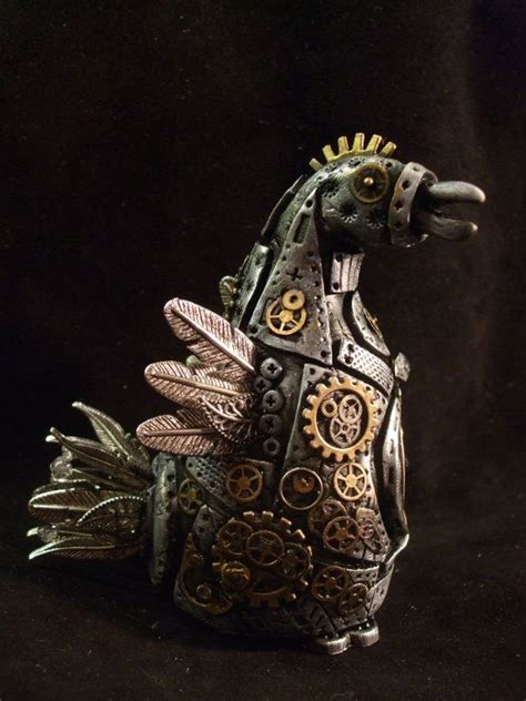Steampunk Chicken Hand Made One Of A Kind By Reevaroocreations Montage Art Clangers Modern