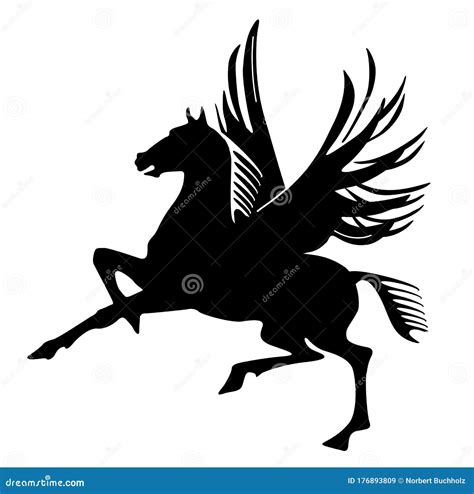 Pegasus Silhouette Mythological Winged Horse Cartoon Vector