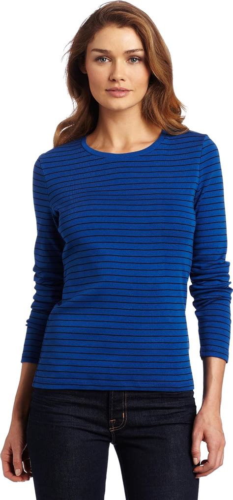 Jones New York Women S Long Sleeve Striped Crew Neck T Shirt At Amazon Womens Clothing Store