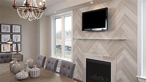 White Birch Tile Herringbone 6x24 Fireplace Realstone Systems