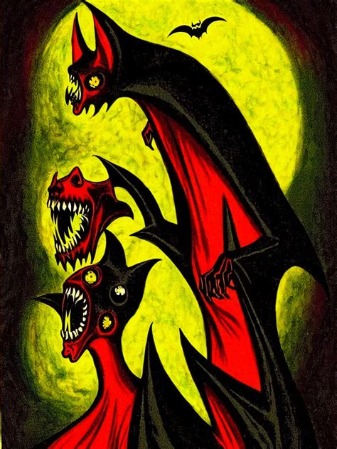 Krea Vibrant Colorful Vintage Horror Illustration Of A Vampire