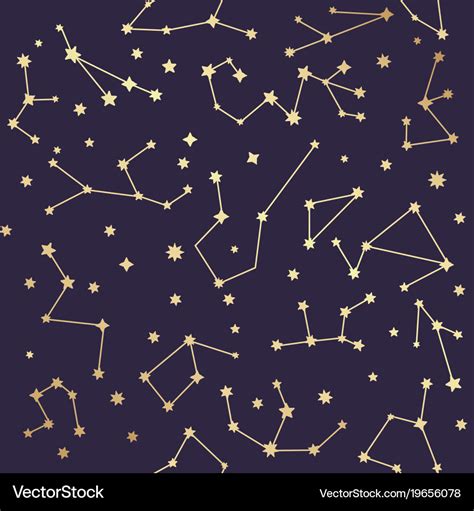 Constellations Seamless Pattern Golden Stars Vector Image
