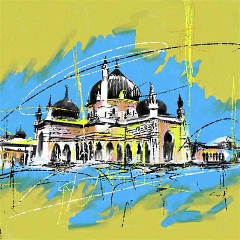 Zahir Mosque Malaysia Painting By Mawra Tahreem Fine Art America