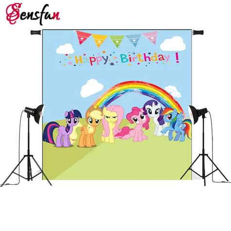 Happy Birthday My Little Pony Rainbow Clouds Sky Party Custom Photo