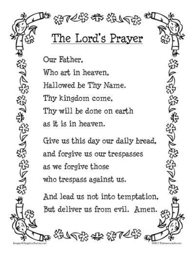 Our Father Printable Prayer Sheet Inglés Para Niños Fichas Religión