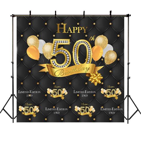 Neoback Photography Backdrop Happy 50th Birthday Spring Flower Wall