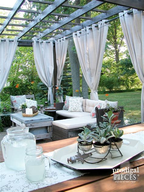If you're in the south, curtains can be both a design choice but also a necessity to opt for lightweight, sheer curtains so as to avoid blocking light. check out this selection of patio curtains from wayfair to find just the right ones for. Repurposed Planter ~ Patio Decor Refreshed - Prodigal Pieces
