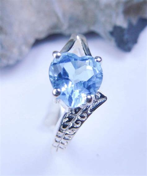 Blue Topaz Ring Sterling Silver 15 Ct Heart On By Jubilejewel 6000