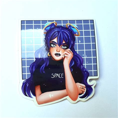 Edgy Planet Girl Anime Aesthetic Vinyl Sticker Die Cut Etsy