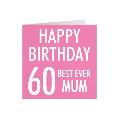 Mum 60th Birthday Card Happy Birthday Best Etsy