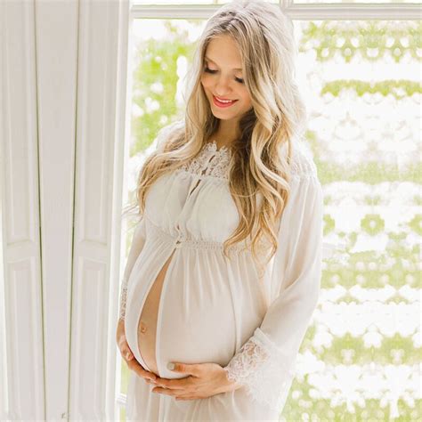 Le Couple Maternity Chiffon Nightgowns Pregnancy Photography Dress Sleewear Chiffon Pregnant