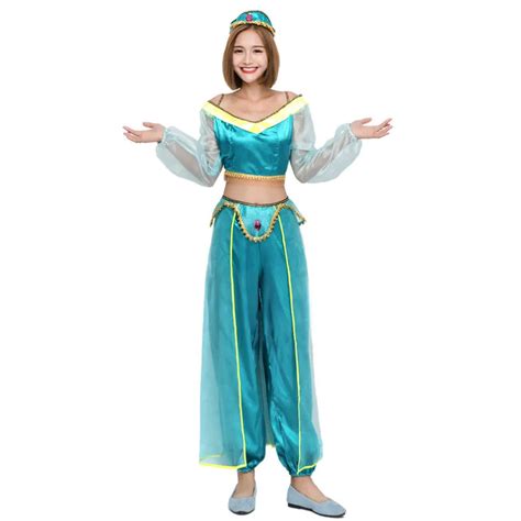 Adult Women Halloween Aladdin Princess Jasmine Cosplay Party Belly