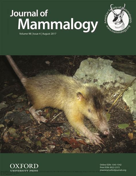 Pdf Journal Of Mammalogy August 2017 Vol 98 No 4 Cover