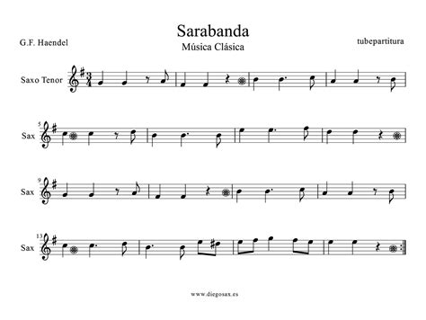 Tubepartitura Sarabanda De Haendel Partitura De Saxof N Tenor Canci N