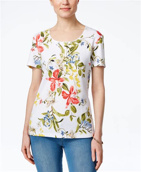 Karen Scott Floral Print T Shirt Only At Macys Moda