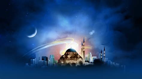 Mosque And Moon During Ramadan Uhd 8k Wallpaper Background Hari Raya