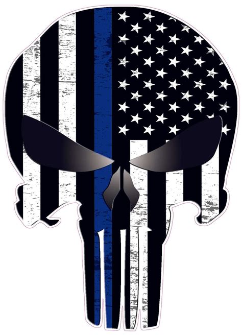 Skull American Subdued American Flag Thin Blue Line Decal Nostalgia