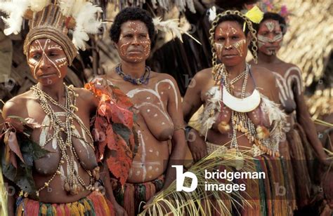 Papua New Guinea Sepik Women In Ceremonial Dress Wearing Necklaces