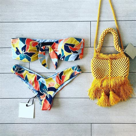 sexy geometric print bowknot push up bandeau bikini set printed bow tied bikinis women swimwear