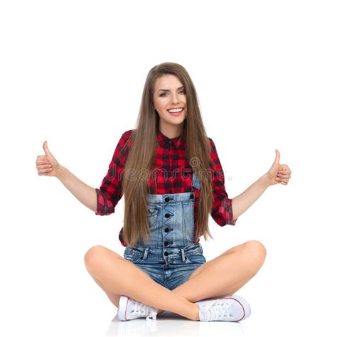 Sitting Girl Giving Thumbs Up Stock Photo Image Of Attractive