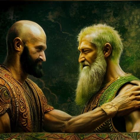 Gilgamesh And Enkidu Becoming Friends After Fighting Midjourney