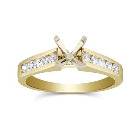 14k Yellow Gold Channel Set Round Diamond Ring Setting Borsheims